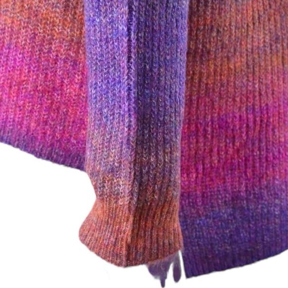 Purple Pink Ombre Rib-Knit V-Neck Knit Pullover Sweater NWT - Double Take - Picture 10 of 10